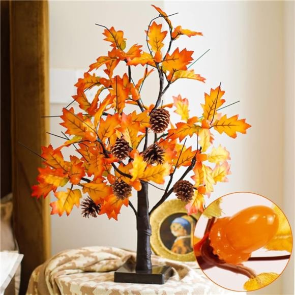 2 Pcs Maple Tree Light for Fall Thanksgiving  |  24"/2FT Lighted Maple Tree - Picture 5 of 7